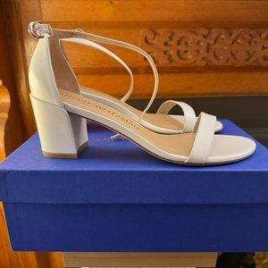 Stuart Weitzman White Strappy Block Heels
